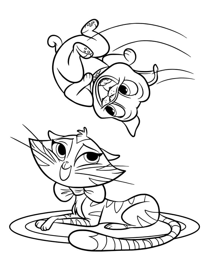 Desenho de Bingo e Hissy de Puppy Dog Pals para Colorir e Pintar