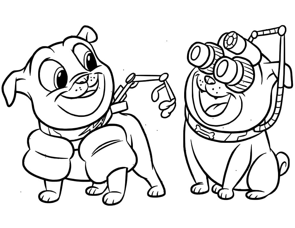 Desenho de Bingo e Rolly Puppy Dog Pals para Colorir e Pintar