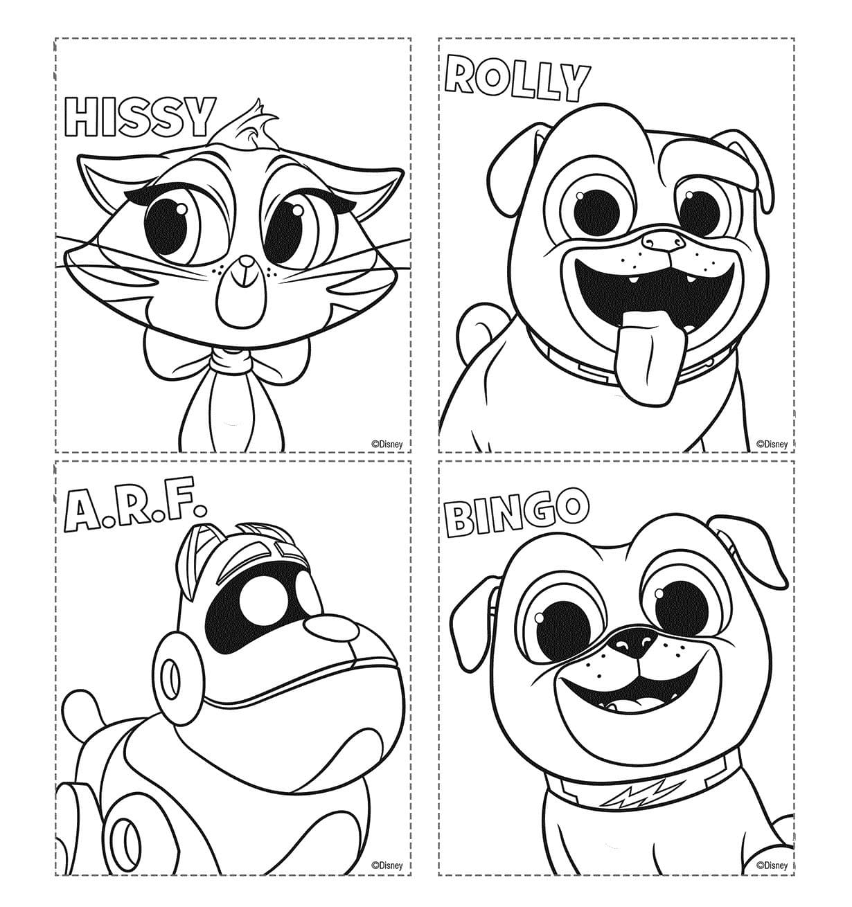 Desenho de Personagens de Puppy Dog Pals para Colorir e Pintar