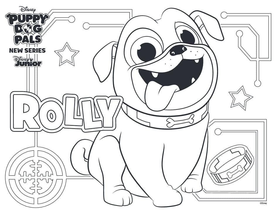 Desenho de Rolly de Puppy Dog Pals para Colorir e Pintar