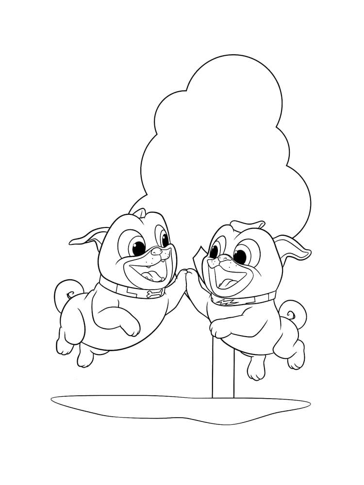 Desenho de Rolly e Bingo Puppy Dog Pals para Colorir e Pintar
