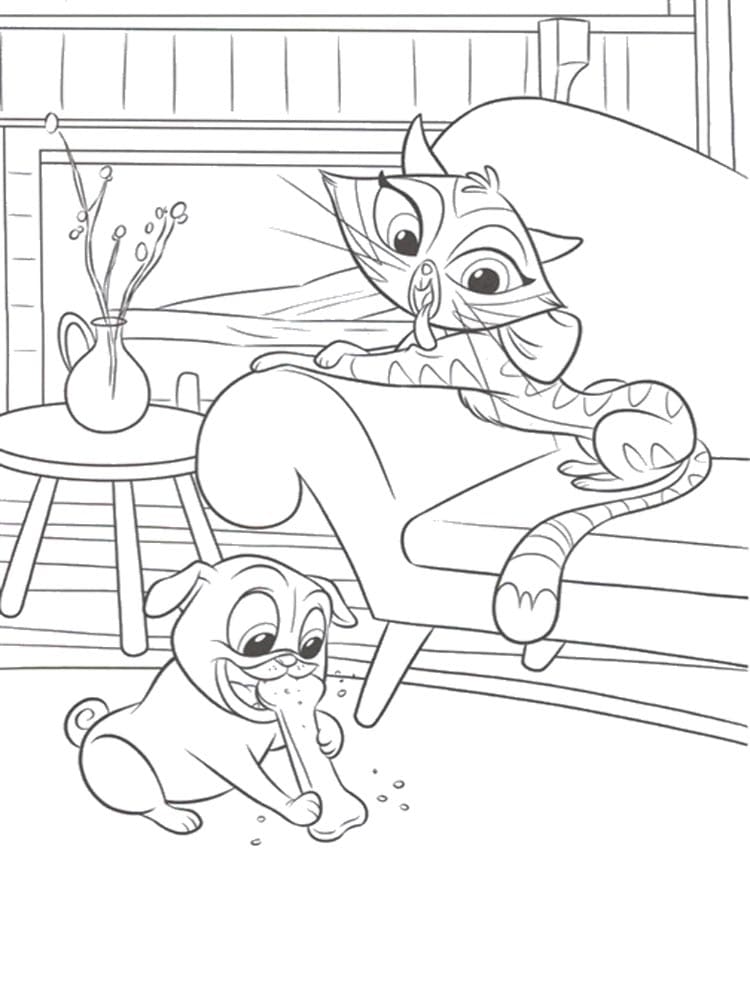 Desenho de Rolly e Hissy de Puppy Dog Pals para Colorir e Pintar