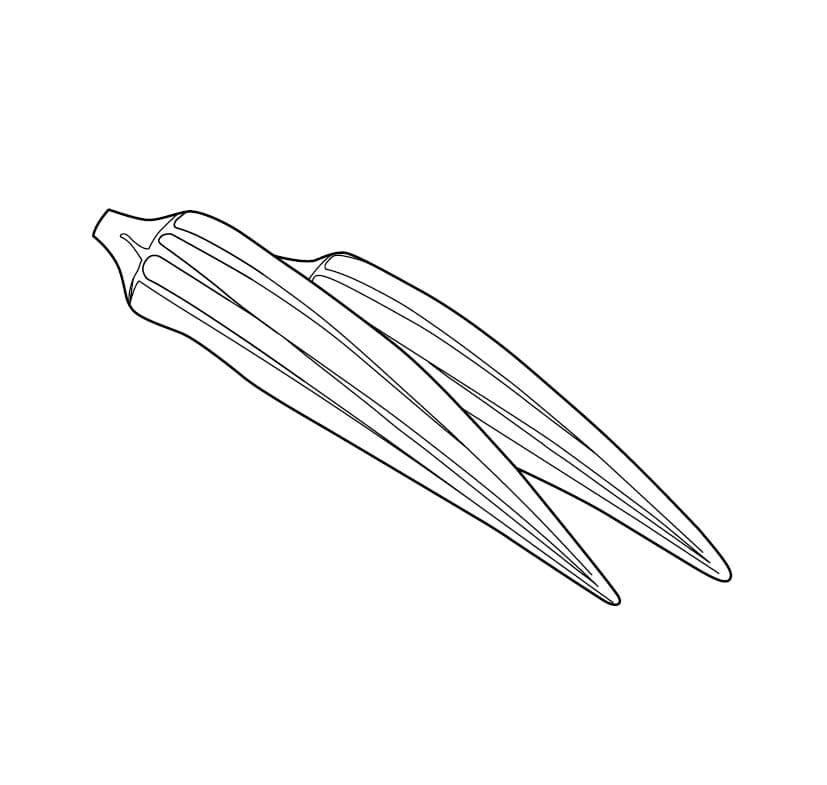 Desenho de Dois Quiabos para Colorir e Pintar