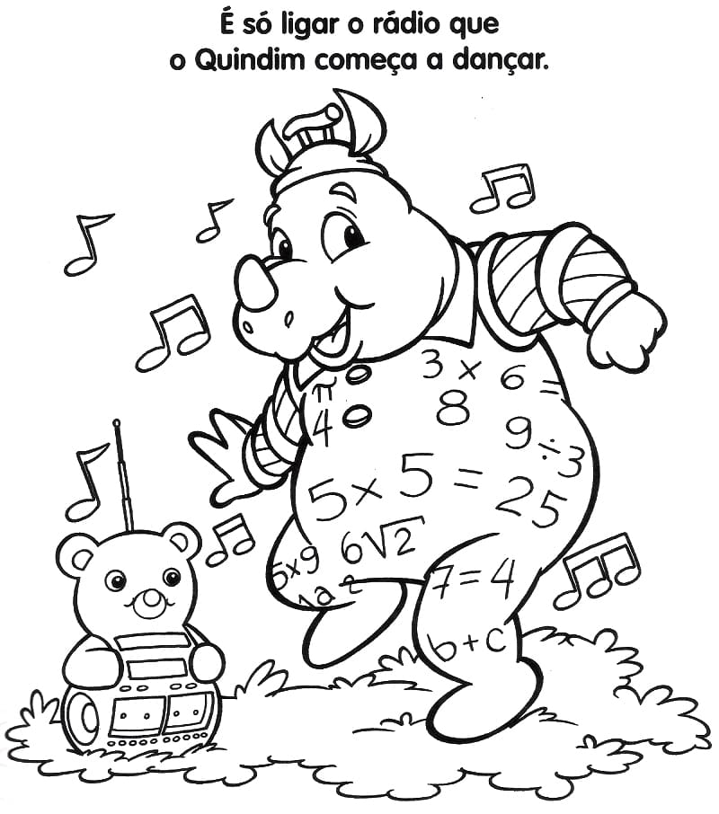 Desenho de Quindim Dançando para Colorir e Pintar