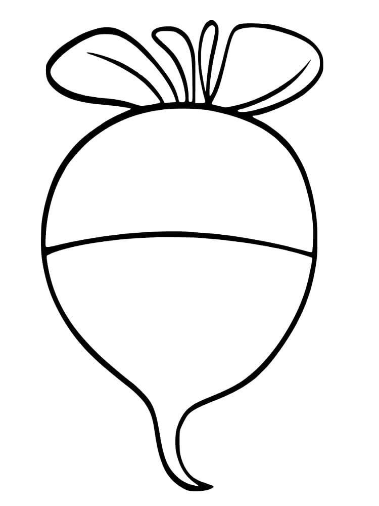 Desenho de Rabanete Simples para Colorir e Pintar