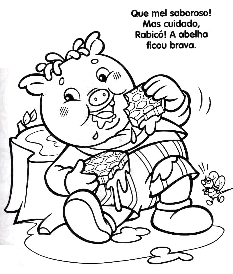 Desenho de Rabico Sítio do Picapau Amarelo Download Pdf para Colorir e Pintar