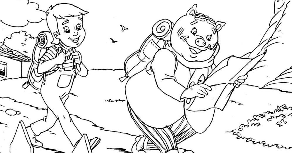 Desenho Pedrinho e Rabico para Colorir e Pintar