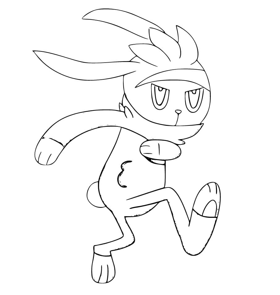Desenho de Pokemon Raboot Grátis para Colorir e Pintar
