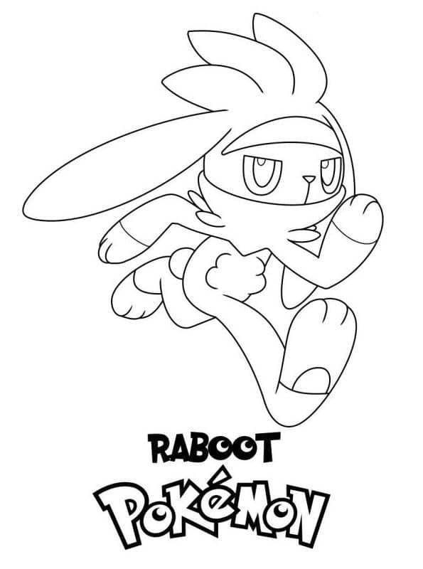 Desenho de Pokemon Raboot Incrível para Colorir e Pintar