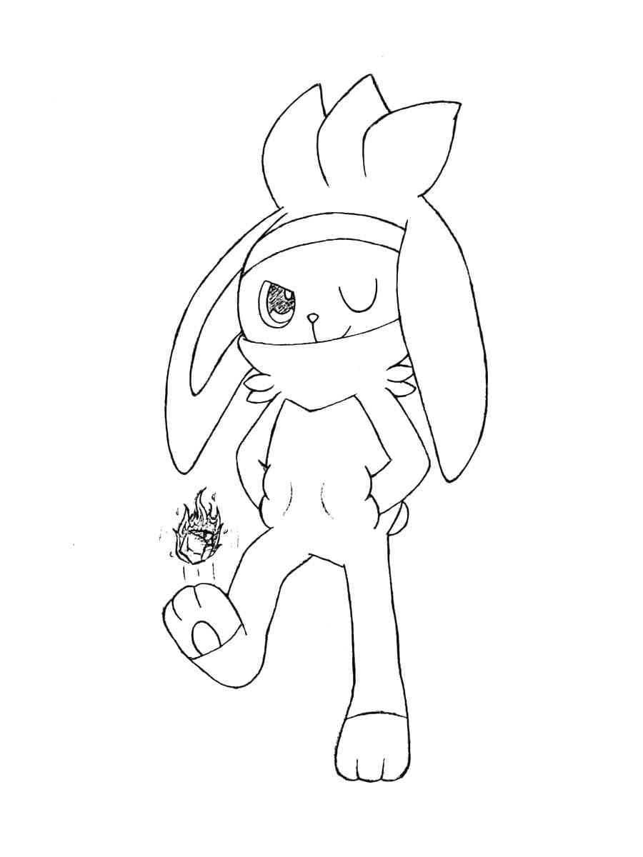 Desenho de Pokemon Raboot para Colorir e Pintar