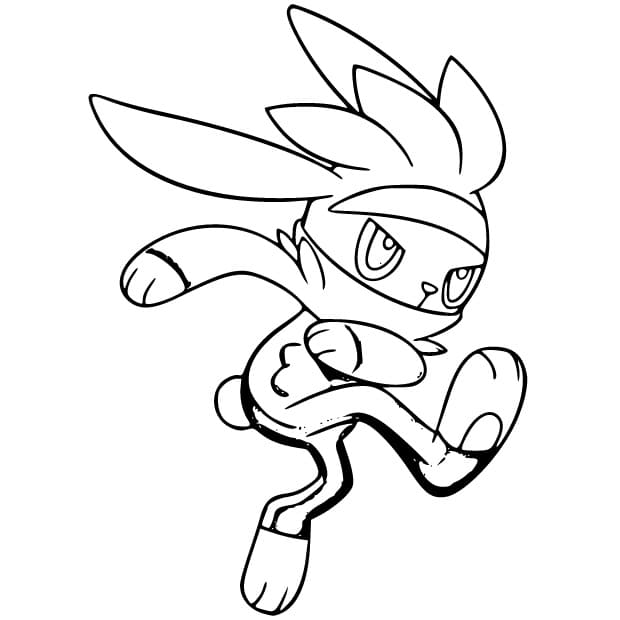 Desenho de Pokemon Raboot para Crianças para Colorir e Pintar