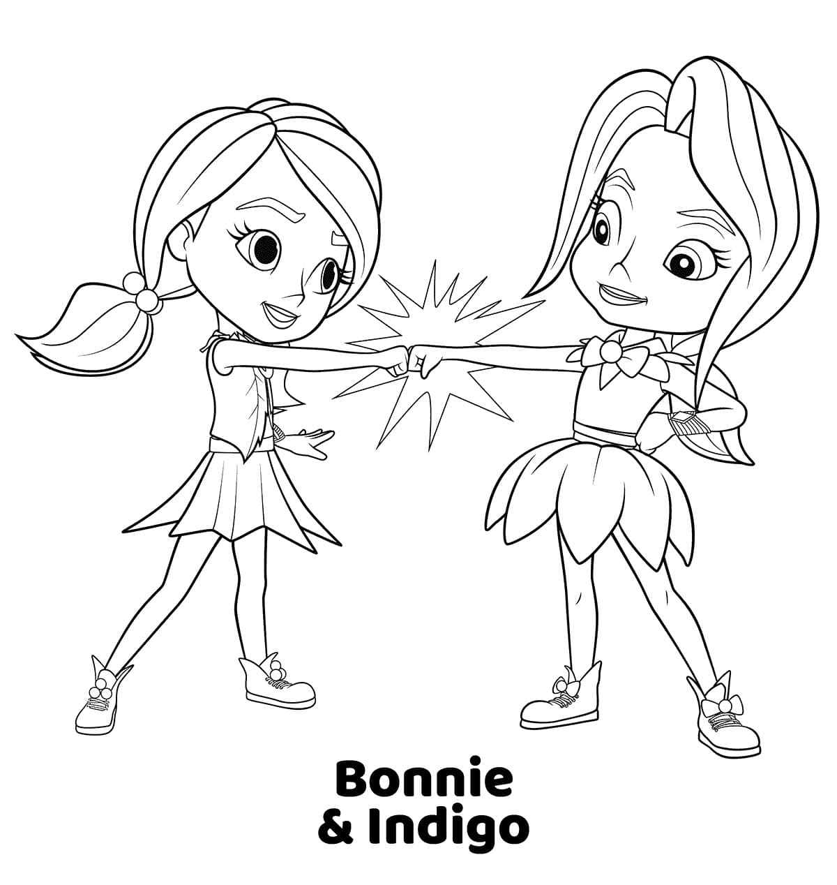 Desenho Bonnie e Índigo de Rainbow Rangers para Colorir e Pintar