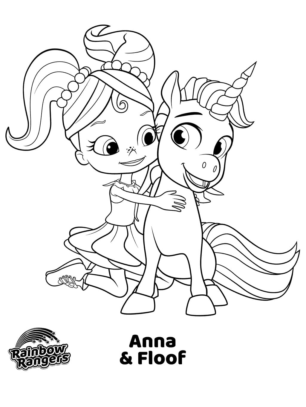 Desenho de Anna e Floof de Rainbow Rangers para Colorir e Pintar