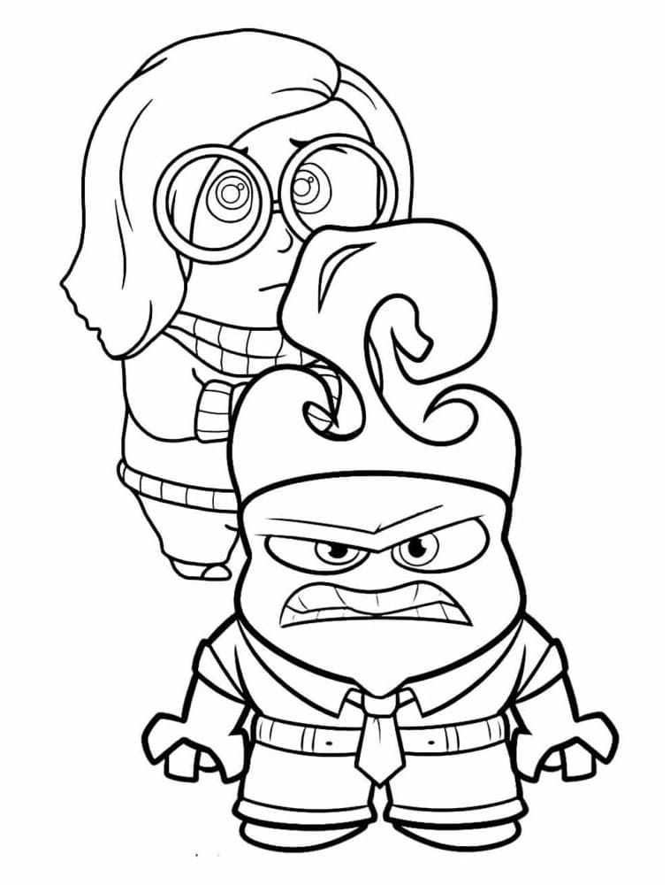 Desenho de Tristeza e Raiva para Colorir e Pintar