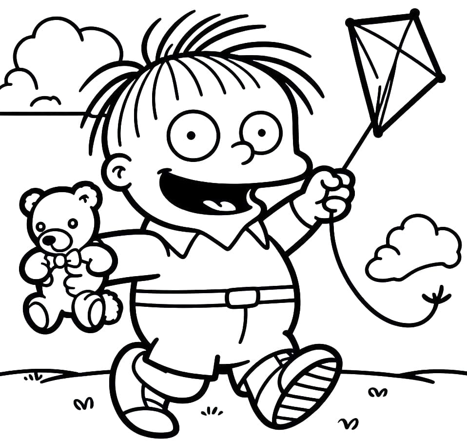 Desenho de Ralph Wiggum dos Simpsons com Pipa Grátis para Colorir e Pintar