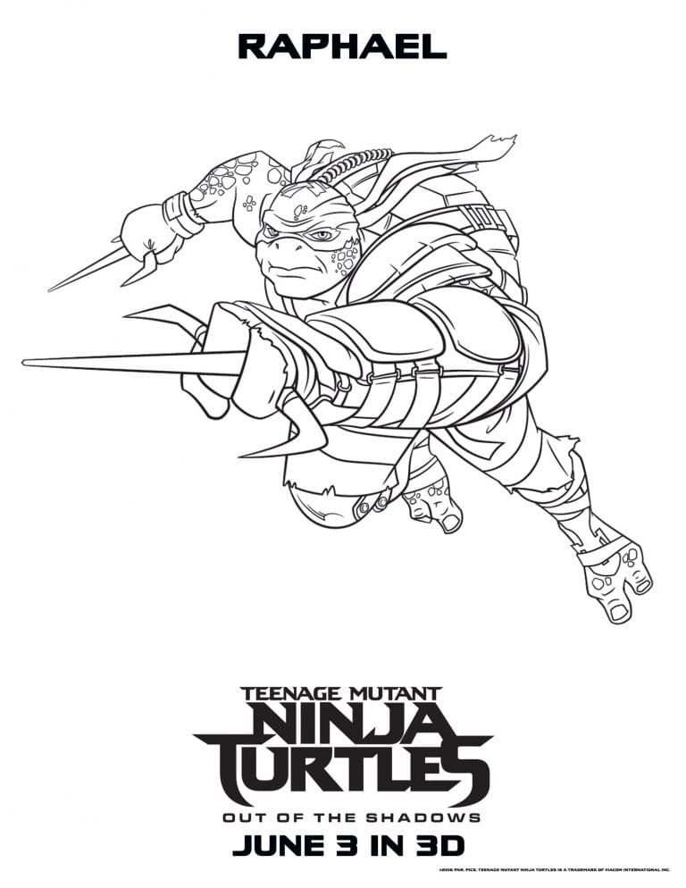 Desenho de Imagem de Raphael Tartarugas Ninja para Colorir e Pintar