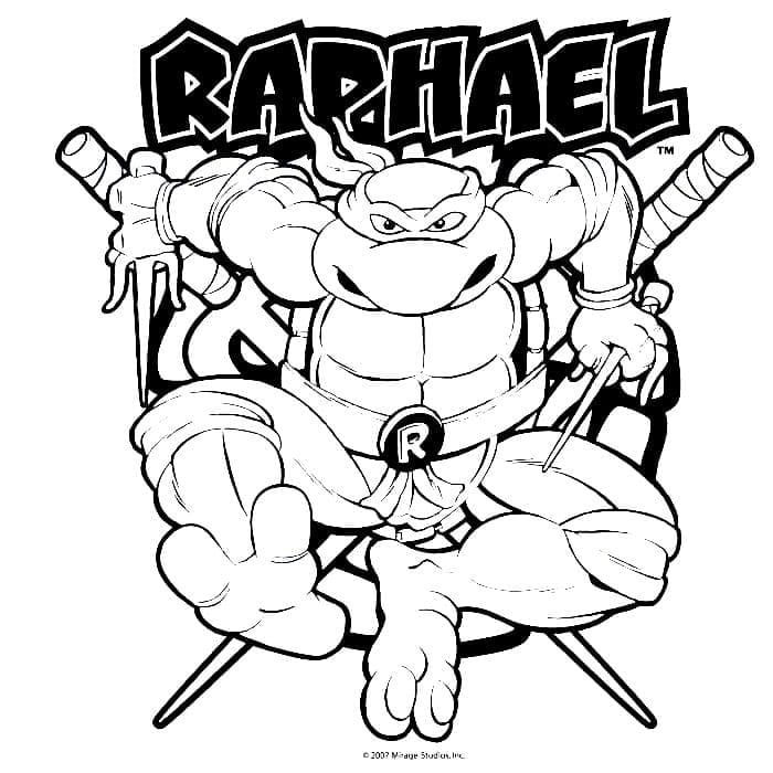 Desenho de Raphael Tartarugas Ninja para Crianças para Colorir e Pintar