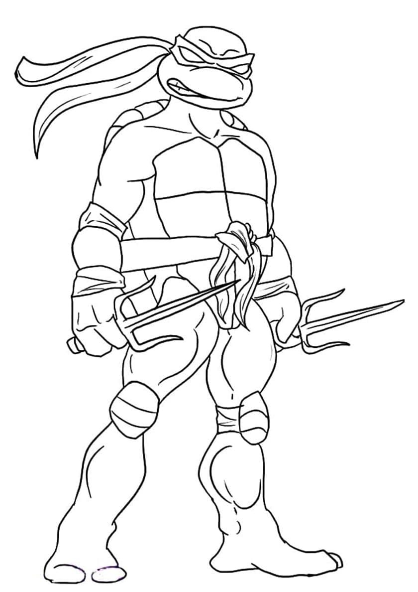 Desenho de Tartarugas Ninja Raphael Grátis para Colorir e Pintar