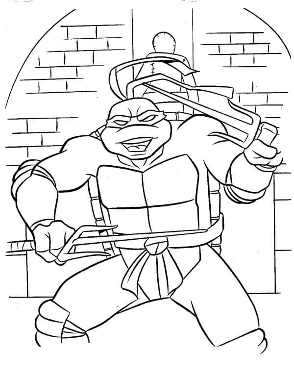 Desenho de Tartarugas Ninja Raphael para Colorir e Pintar
