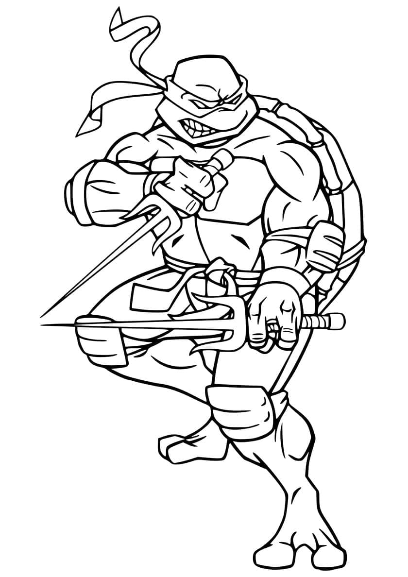 Desenho de Tartarugas Ninja Raphael para Crianças para Colorir e Pintar