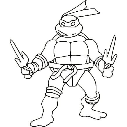 Desenho de Tartarugas Ninja Raphael Simples para Colorir e Pintar