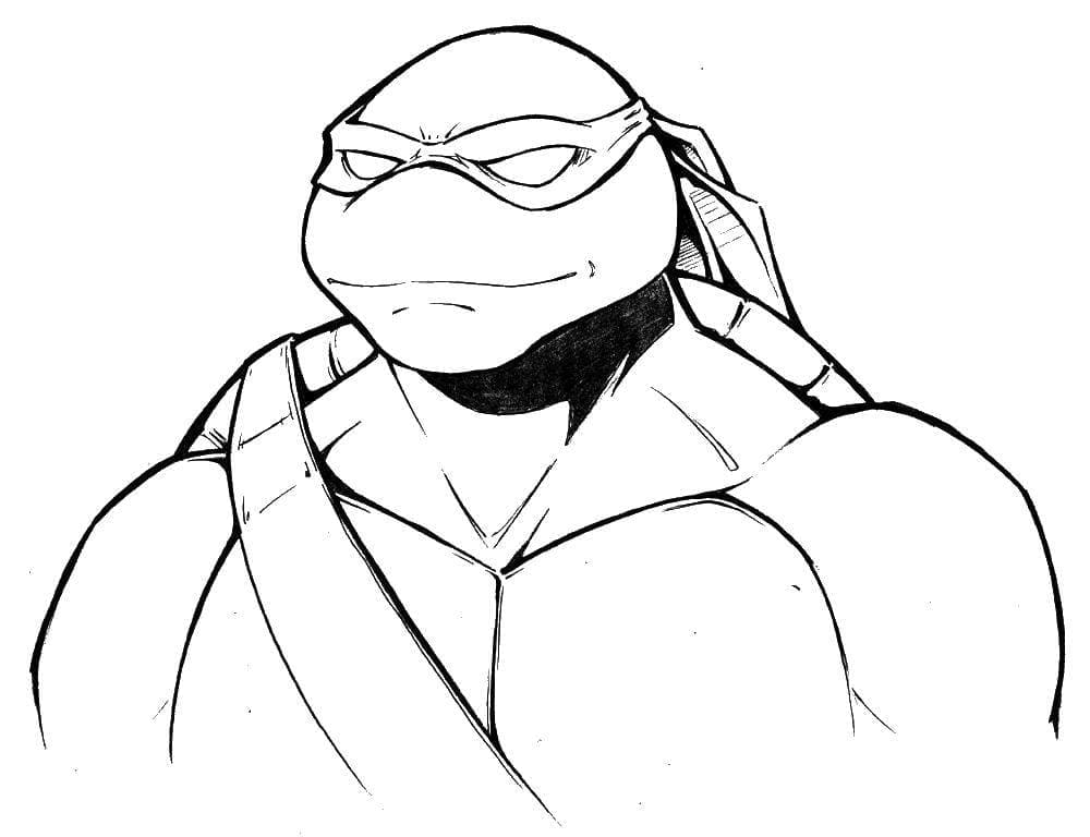 Desenho de Tartarugas Ninja Raphael Sorridente para Colorir e Pintar
