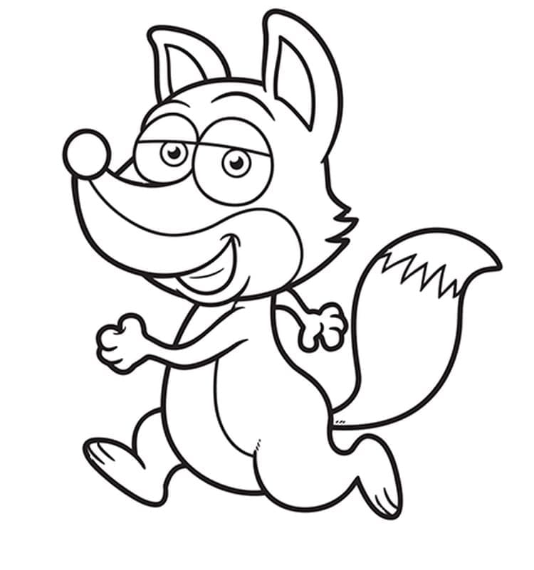 Desenho de Raposa de Desenho Animado para Colorir e Pintar