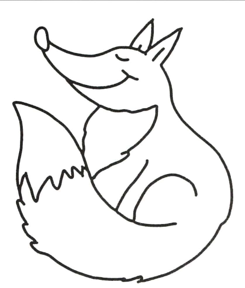 Desenho de uma Raposa Sorridente para Colorir e Pintar