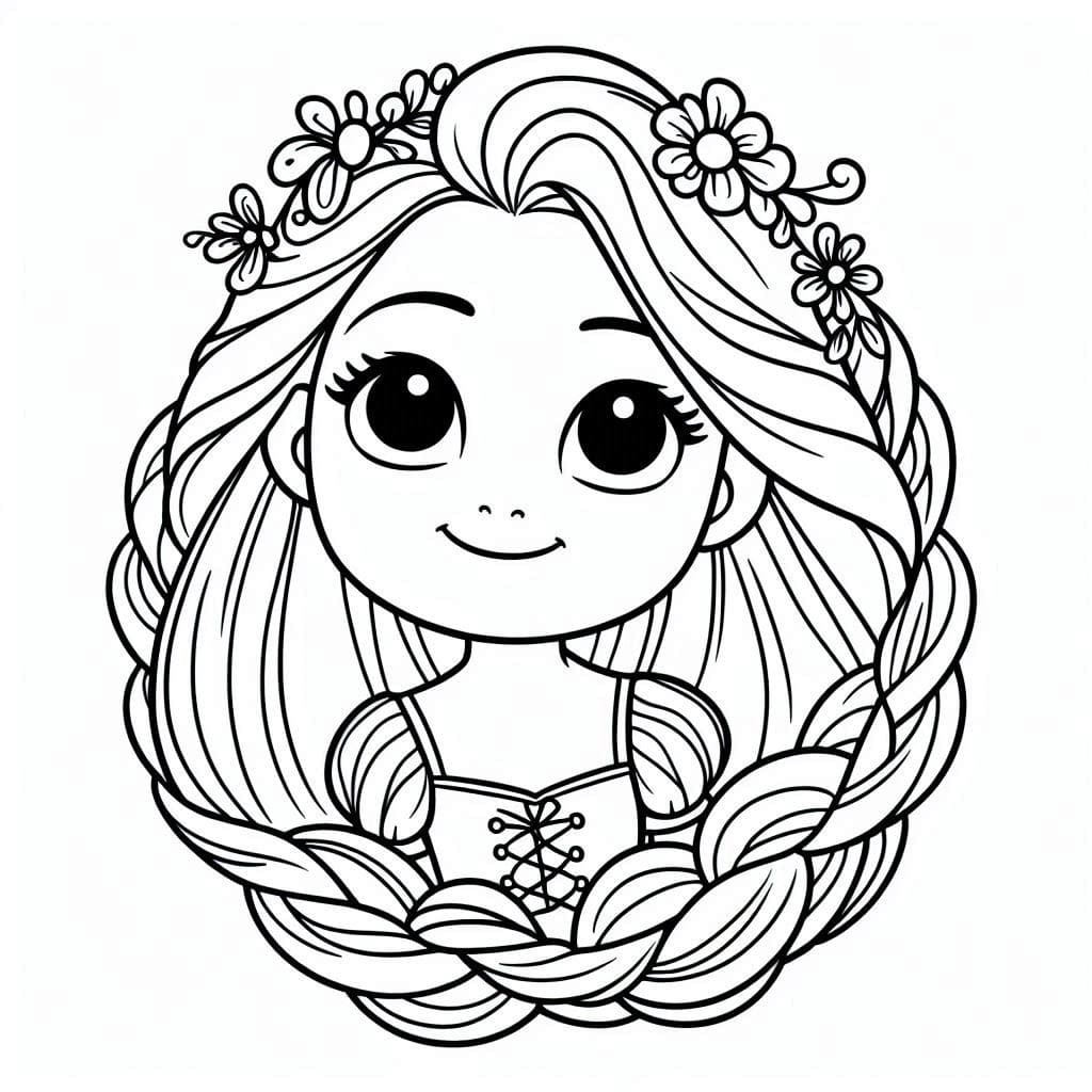 Desenho de Adorável Rapunzel para Colorir e Pintar