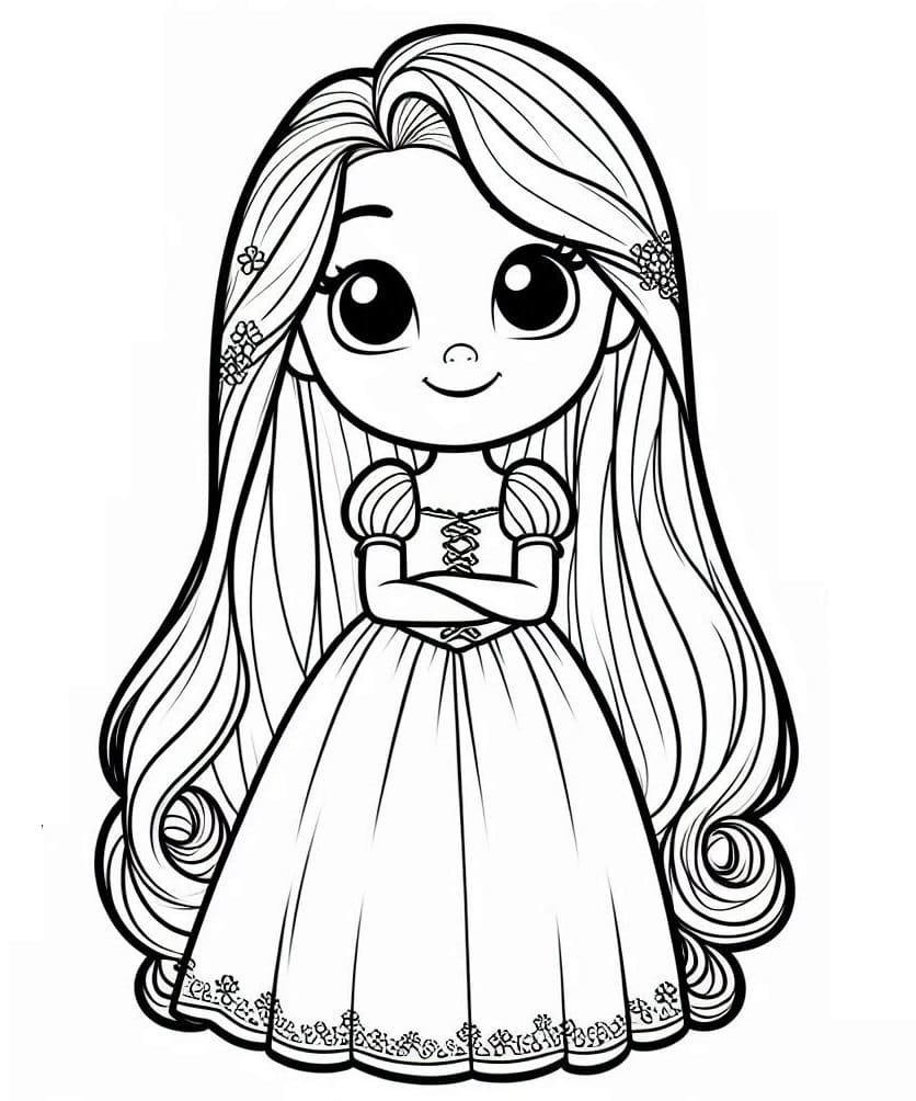 Desenho de Foto de Rapunzel para Colorir e Pintar