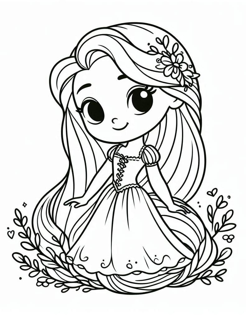 Desenho de Imagem de Rapunzel para Colorir e Pintar