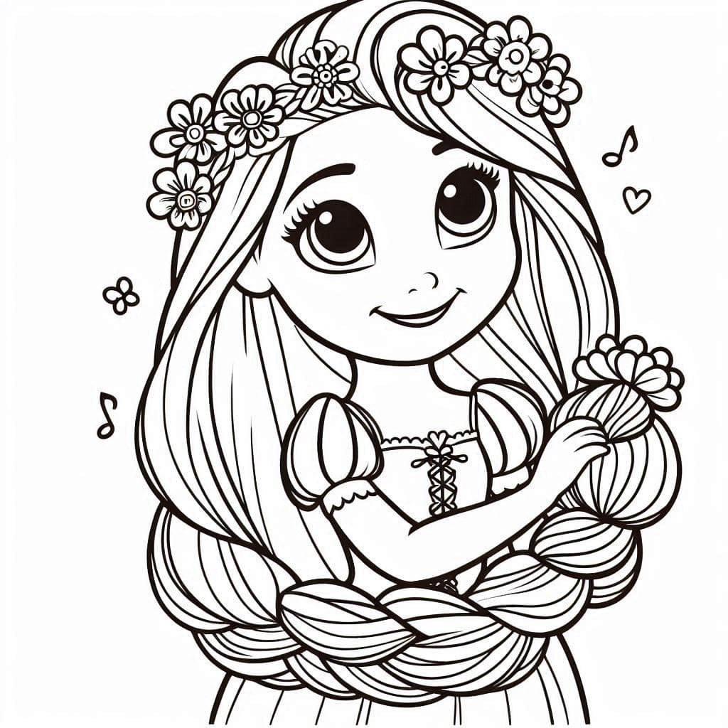 Desenho de Linda Rapunzel para Colorir e Pintar