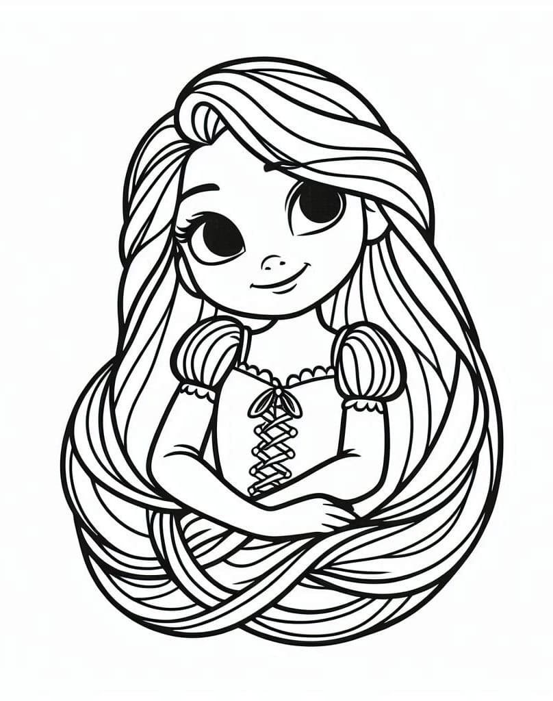 Desenho de Pintura de Rapunzel para Colorir e Pintar