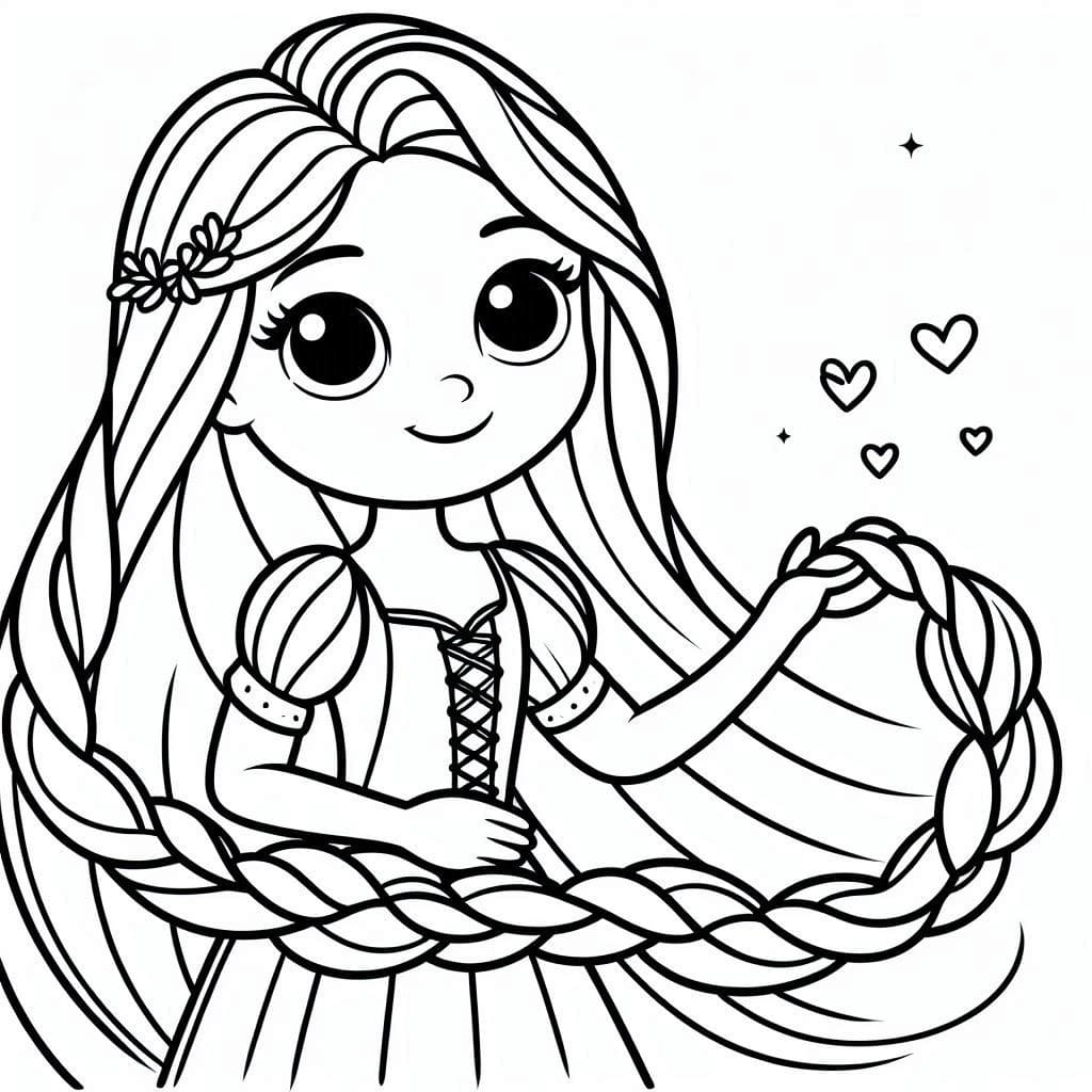 Desenho de Rapunzel Feliz para Colorir e Pintar