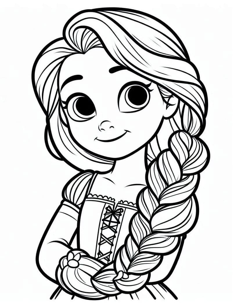 Desenho de Rapunzel Sorridente para Colorir e Pintar