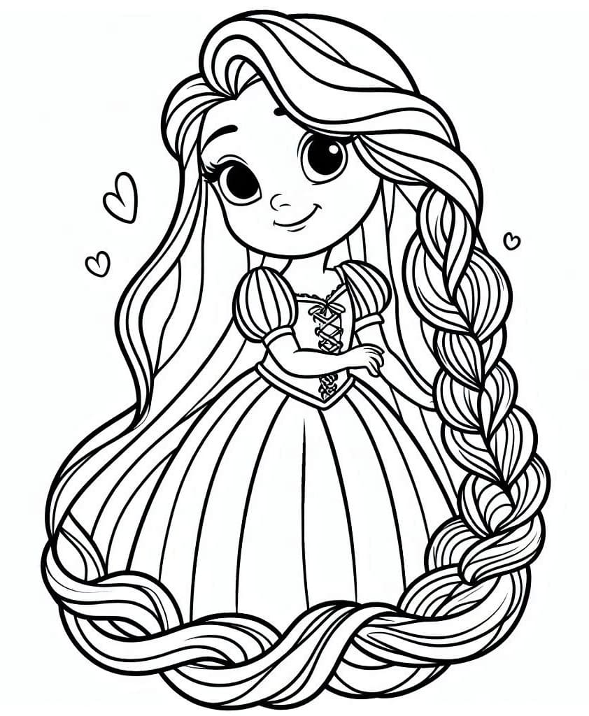 Desenho de Rapunzel e Linda para Colorir e Pintar