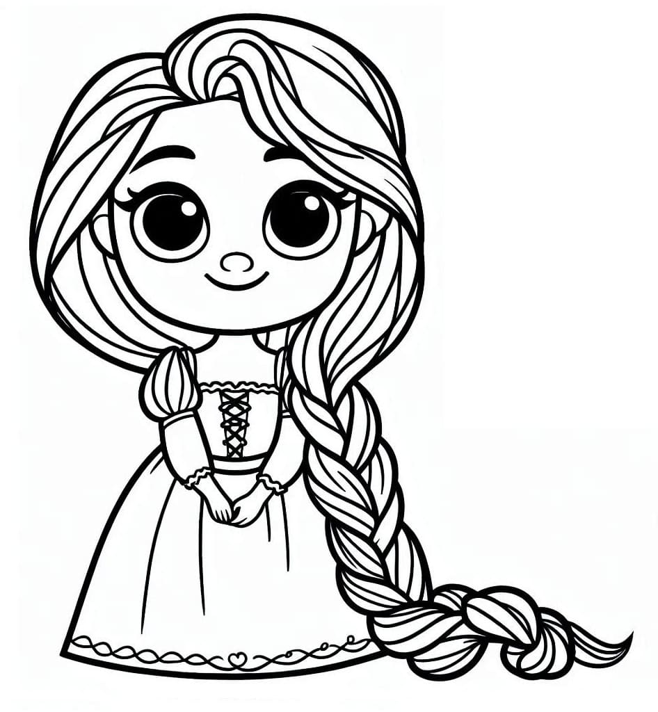 Desenho de Rapunzel Está Feliz para Colorir e Pintar