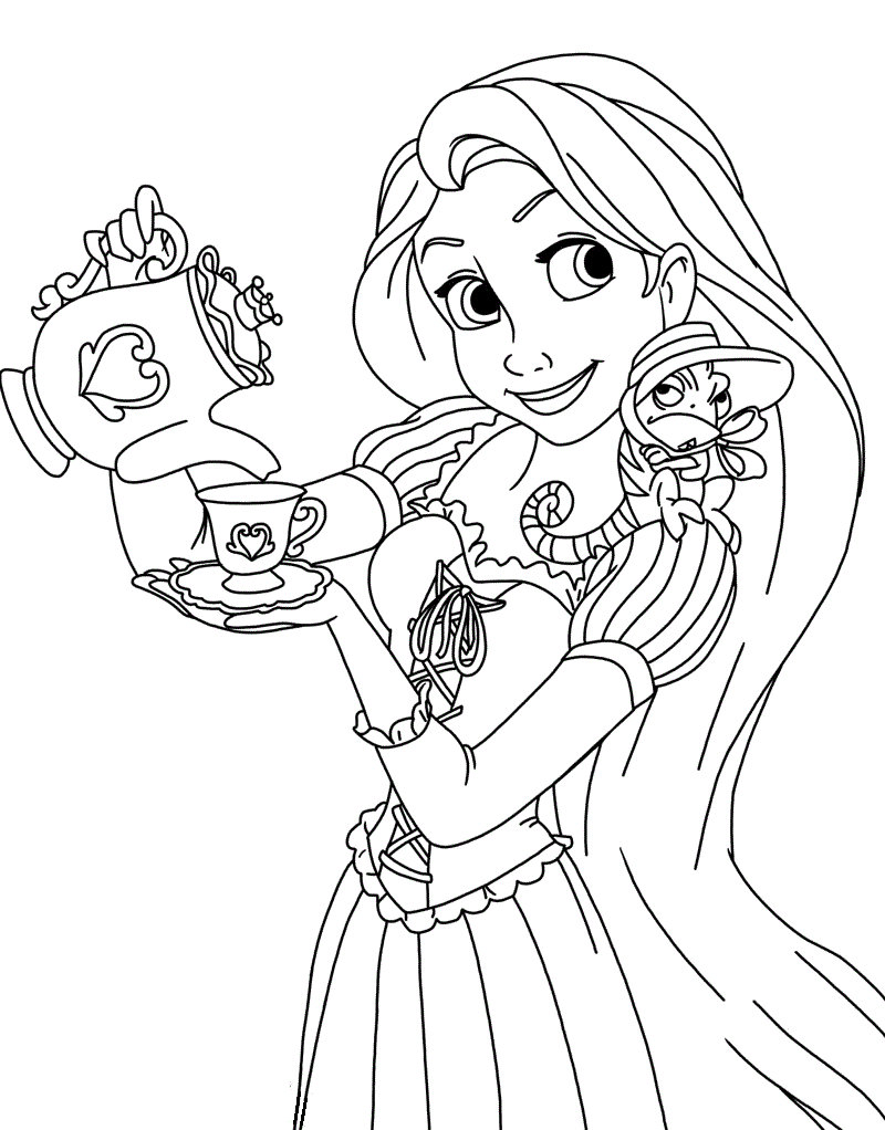 Desenho de Rapunzel Grátis para Imprimir e Colorir e Pintar