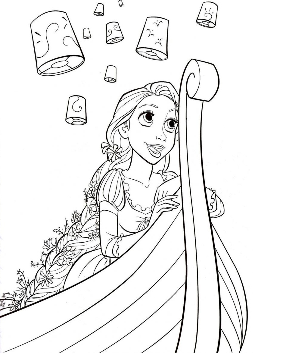 Desenho Pdf da Rapunzel para Pintar