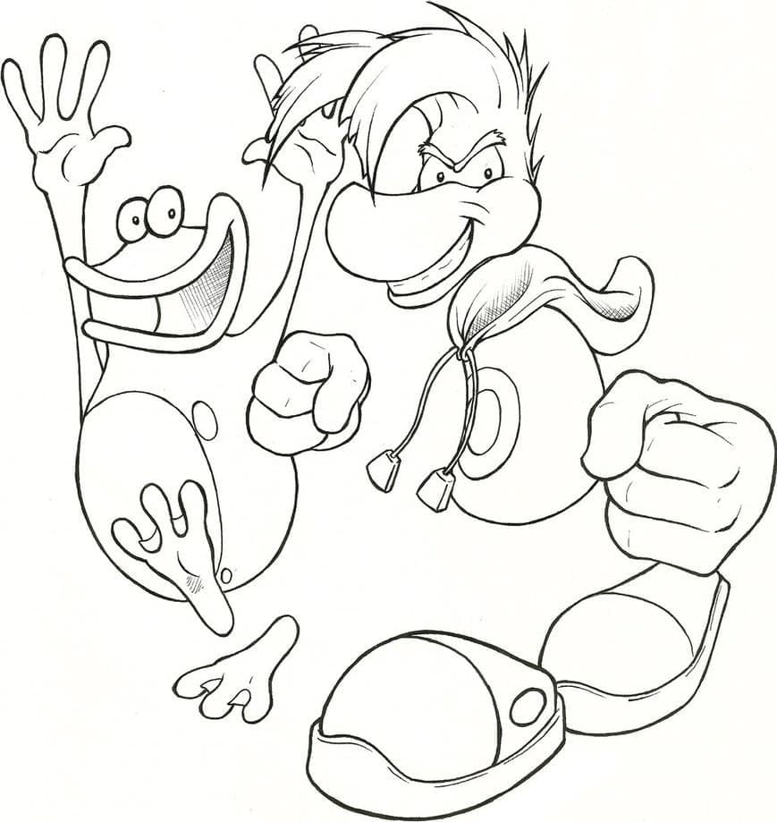 Desenho Grátis de Rayman e Globox para Colorir e Pintar