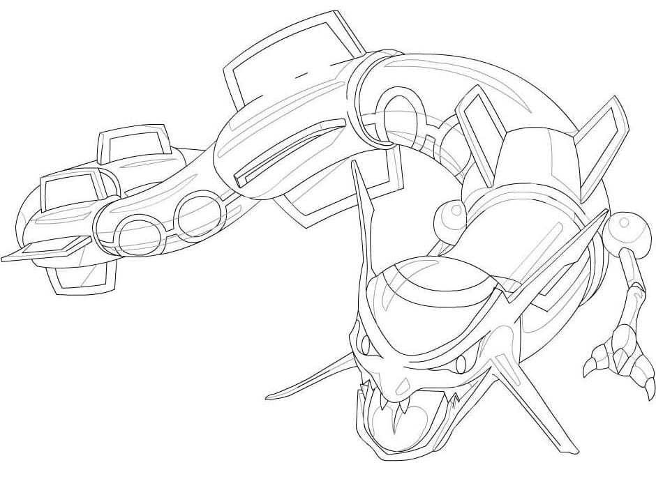 Desenho de Imagem do Pokemon Rayquaza para Colorir e Pintar
