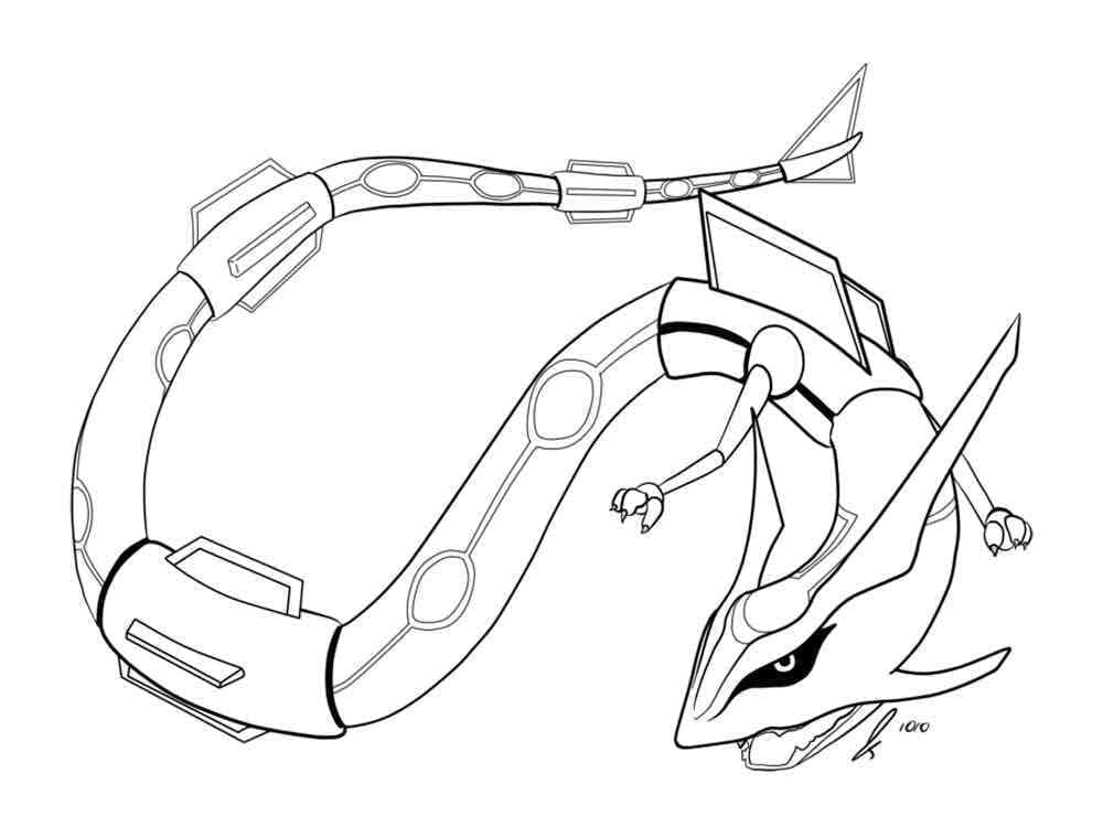 Desenho de Pokemon Rayquaza Grátis para Crianças para Colorir e Pintar