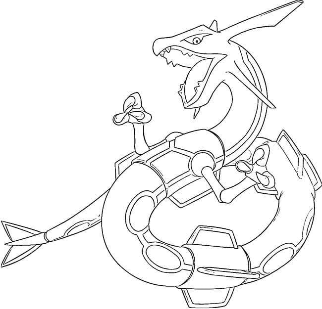 Desenho de Pokemon Rayquaza para Colorir e Pintar