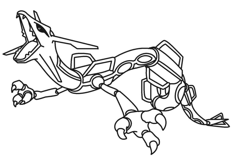 Desenho de Rayquaza Grátis para Crianças para Colorir e Pintar
