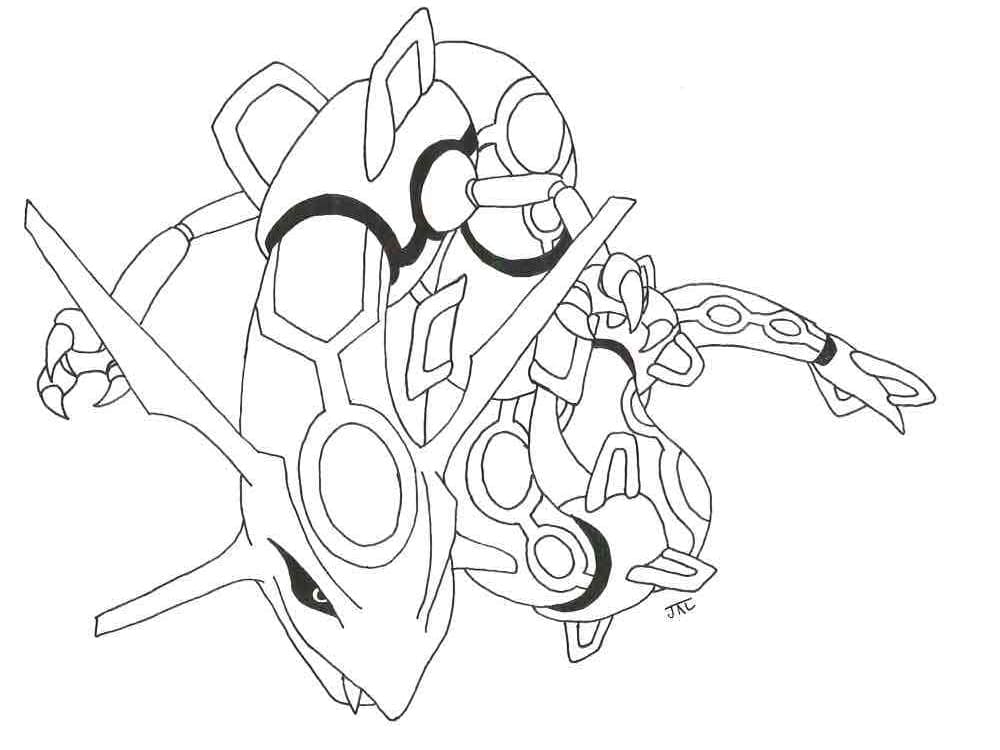 Desenho Pdf de Pokemon Rayquaza para Colorir e Pintar