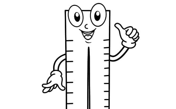 Desenho de uma Régua Sorridente para Colorir e Pintar