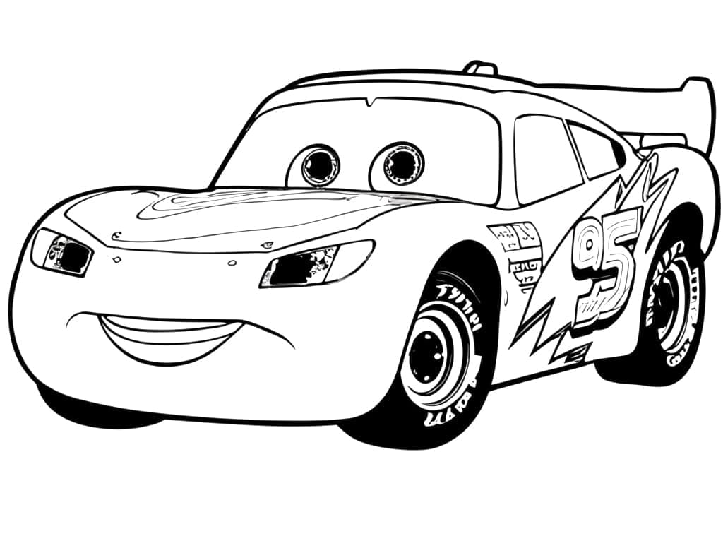 Desenhos de Relâmpago Mcqueen Amigável para Colorir e Pintar
