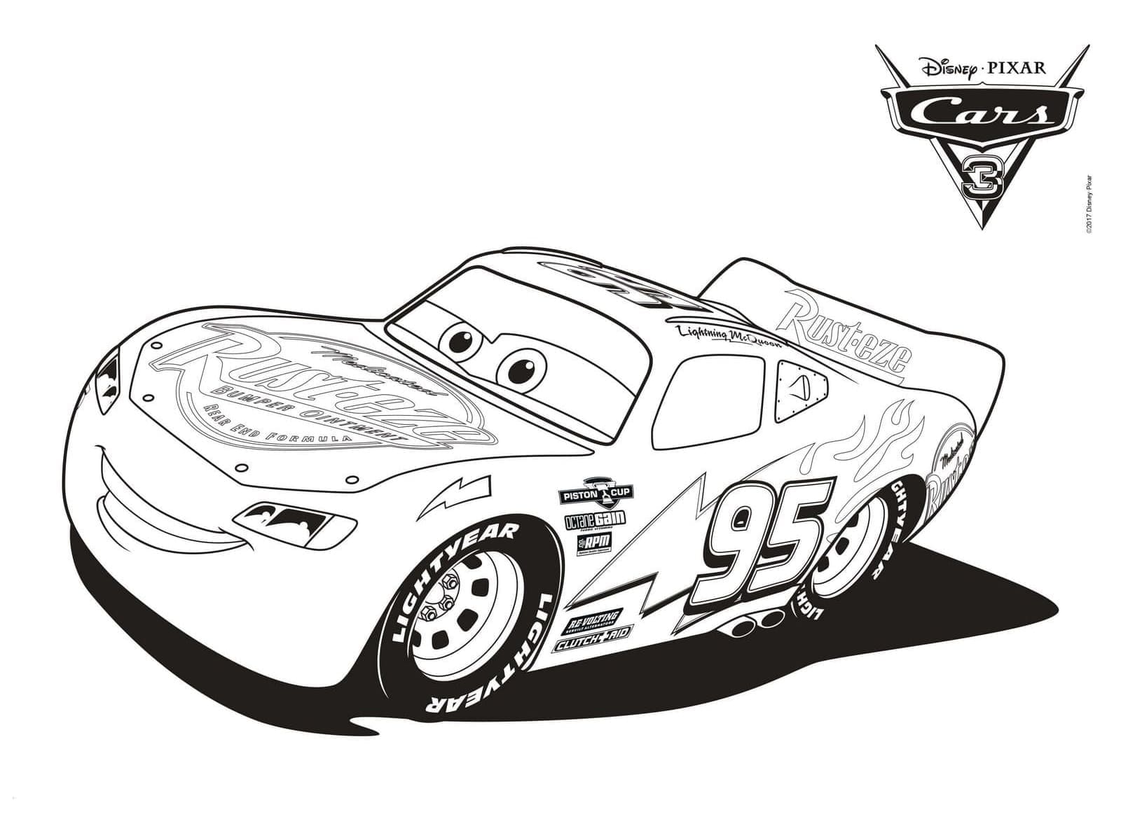 Desenhos de Relâmpago Mcqueen Disney Carros para Colorir e Pintar