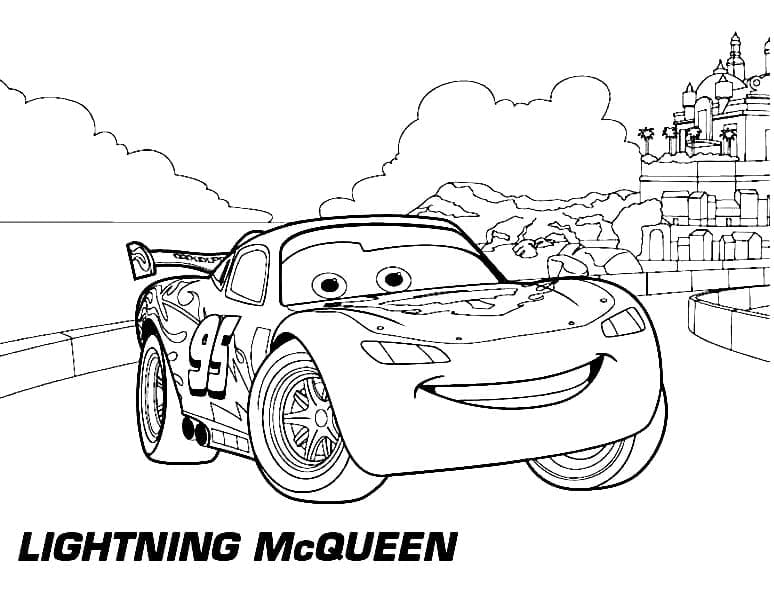 Desenhos de Relâmpago Mcqueen de Disney Carros para Colorir e Pintar