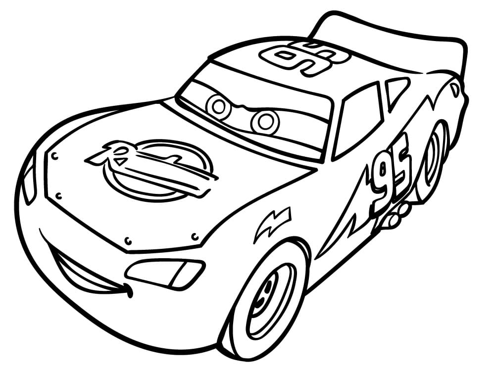 Desenho de Relâmpago Mcqueen de Carros para Colorir e Pintar